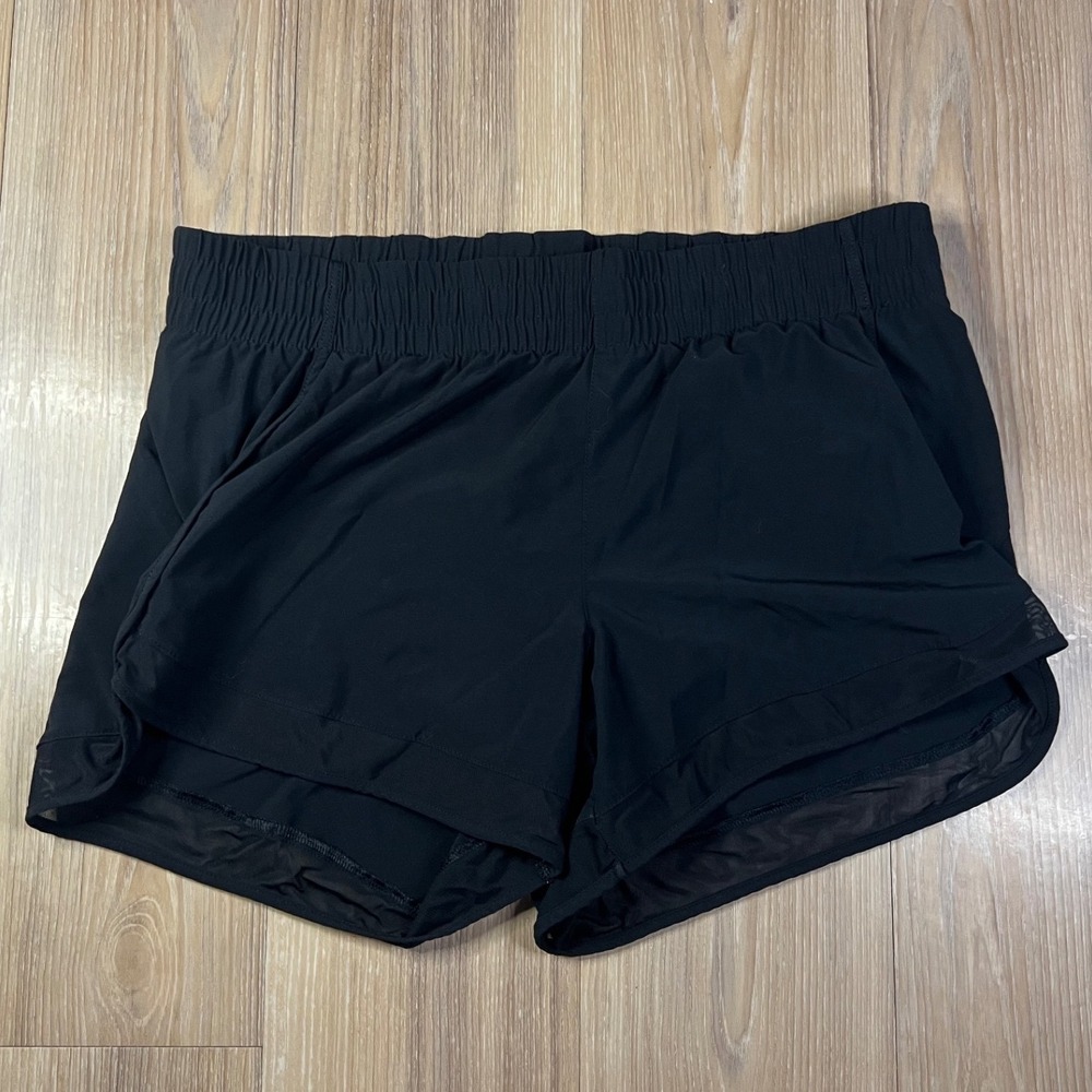 Athleta Womens Mesh Racer Run Shorts Elastic Waist Black M